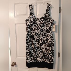 Chaps sun dress, size 12, black & white floral
